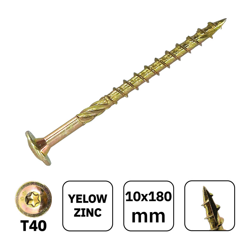 Faszerkezet építőcsavar lemezfejjel TX40 10x180mm