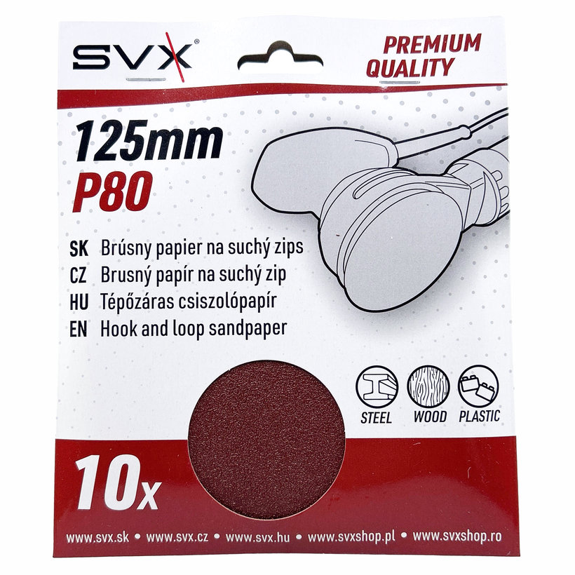 Tépőzáras csiszolópapír – 125 mm-es korong P80 - 10 db