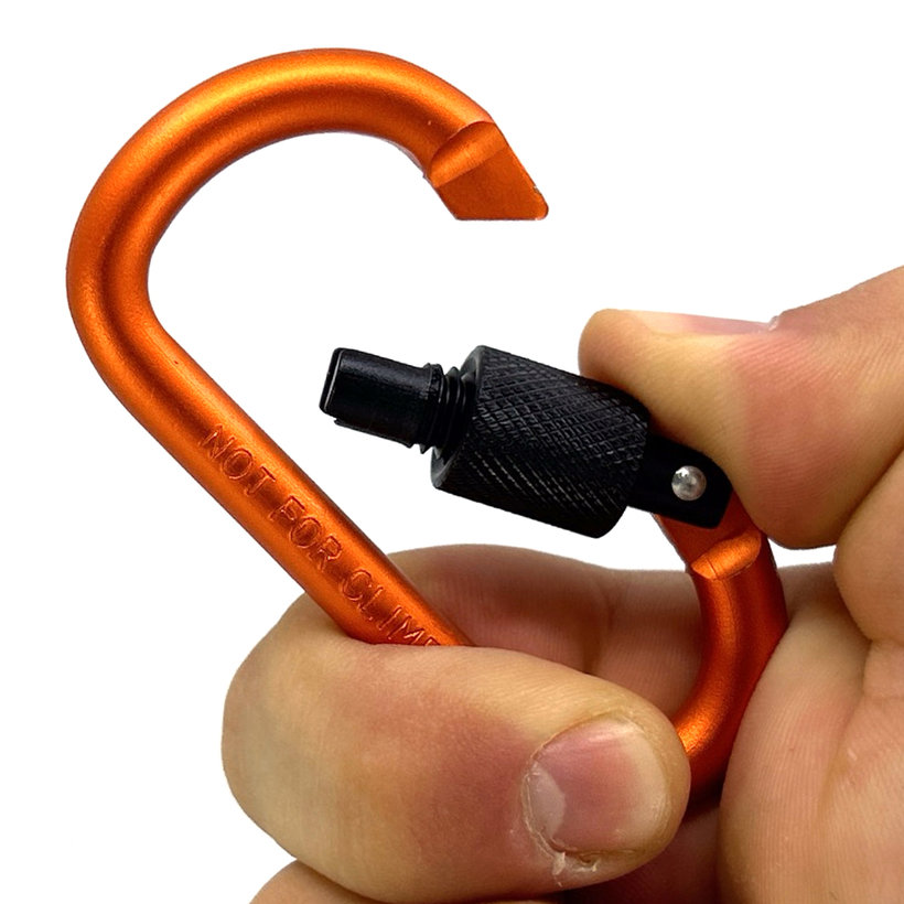 Alumínium karabiner biztosítékkal - narancs