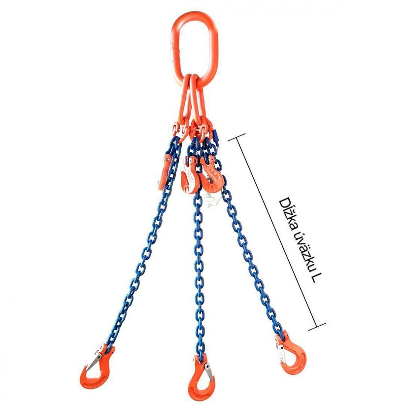 Láncos felfüggesztés szem-3 kampó 100 o. rövidítővel (2,5 m, 21200/15000 kg, 16 mm)