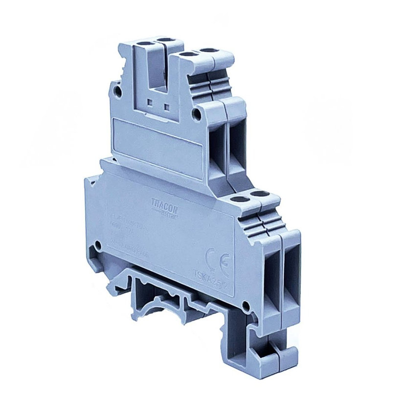 Emeletes ipari sorozatkapocs, csavaros, sínre, szürke 2,5mm²