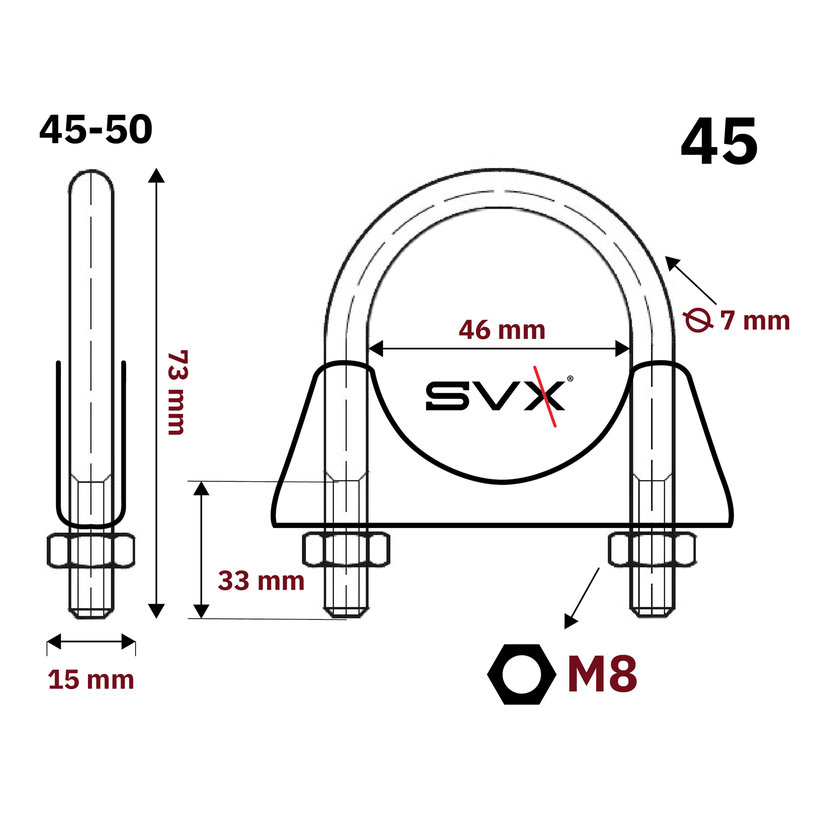 Csőbilincs zn 45-50mm