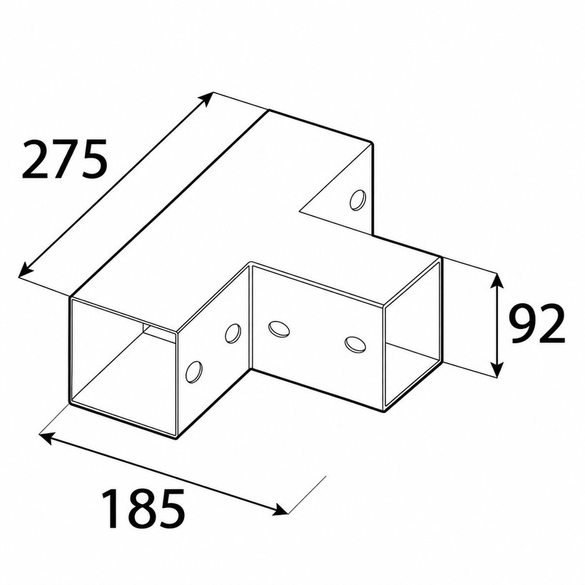 Négyzet alakú gerenda csatlakozó GPT 90 fekete 185x92x275 mm