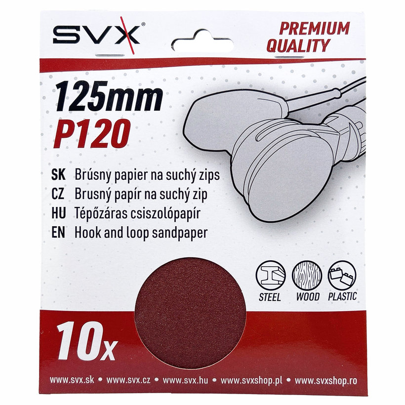 Tépőzáras csiszolópapír – 125 mm-es korong P120 - 10 db