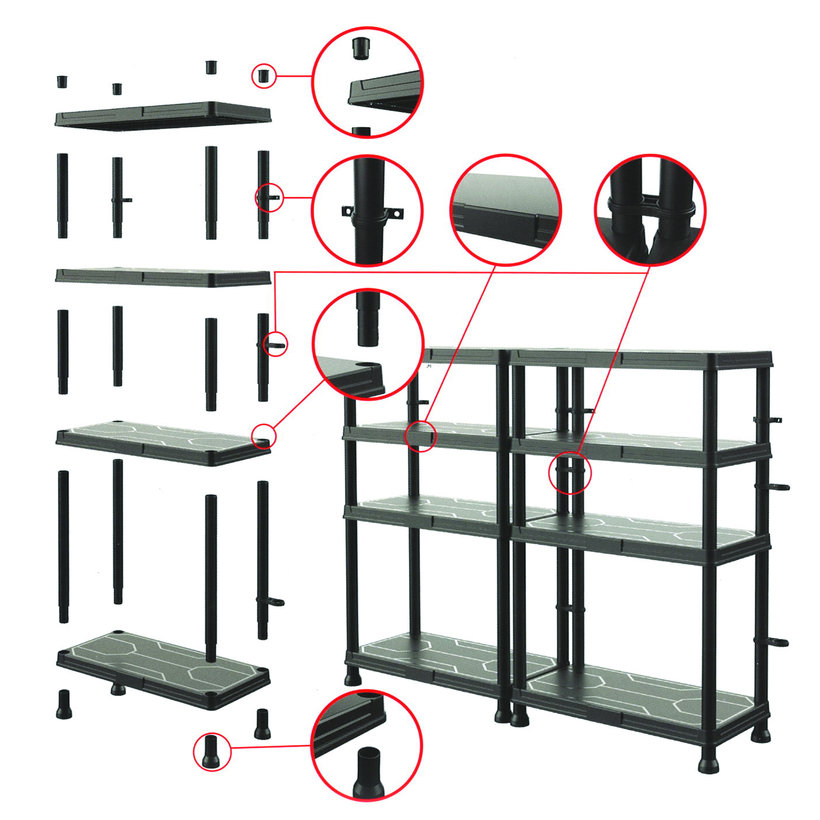Műanyag polc 60×30x92,6cm – 4 polccal