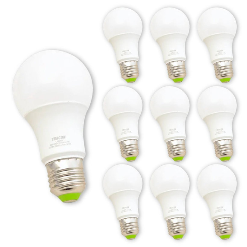 Gömb burájú LED fényforrás E27 7W - semleges fehér 10db csomag