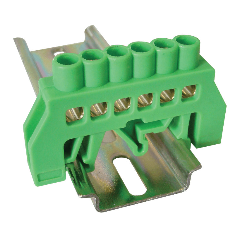 Szigetelt földelősín PE, zöld 6P