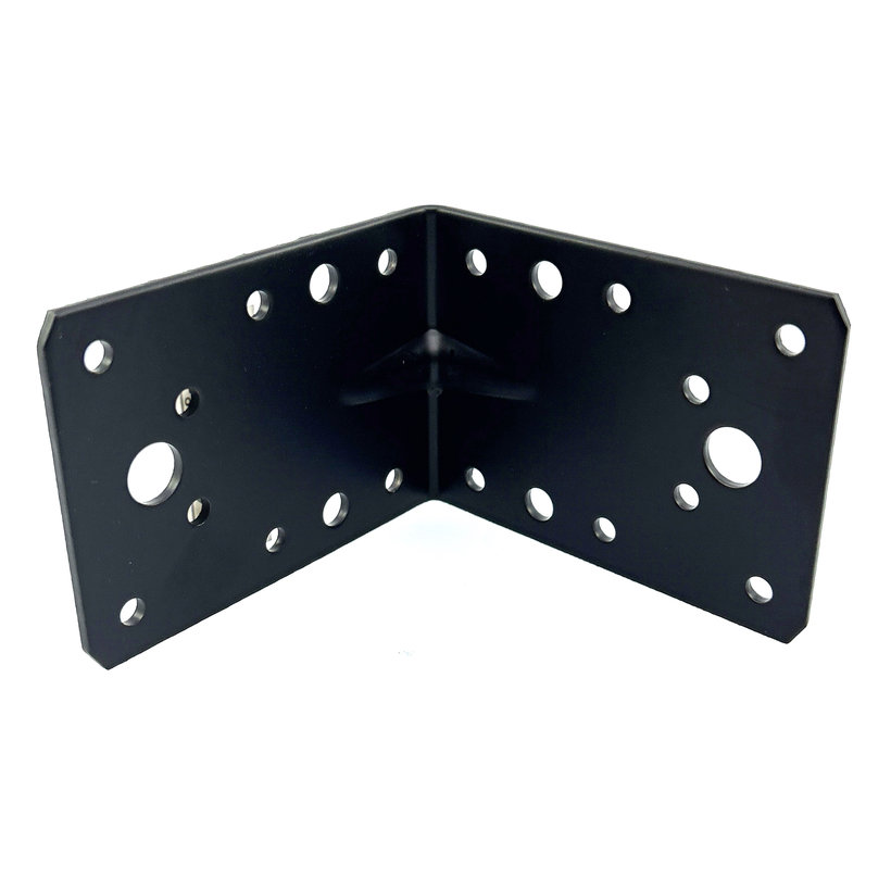 Erősített sarokösszekötő lemez formázással - fekete 10db 90x90x65x2,5mm