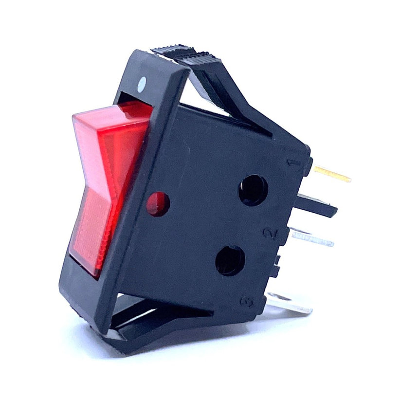 Készülékkapcs., BE-KI, piros háttérvilágítású, 16A, 250V