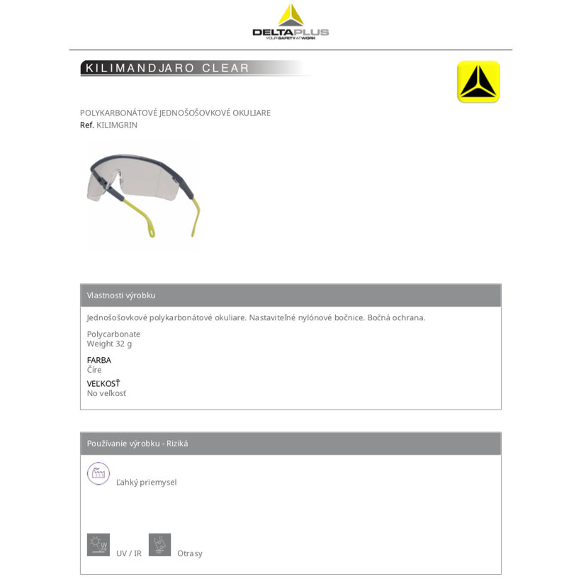 KILIMANDJARO CLEAR munkaszemüveg