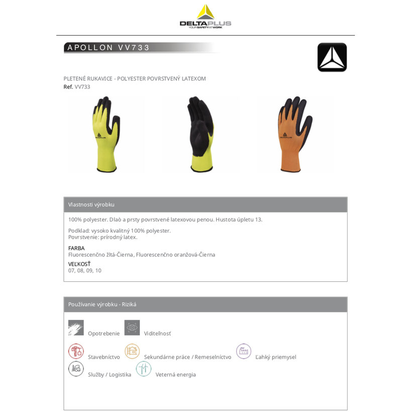 Munkakesztyű APOLLON VV733 sárga 10