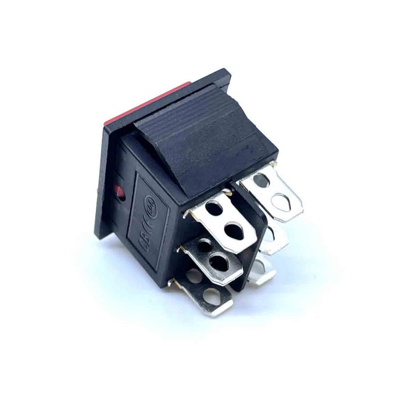 Készülékkapcsoló, háromállású, piros, I-0-II felirattal