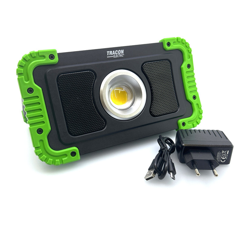 Akkumulátoros szerelő LED reflektor Bluetooth hangszóróval