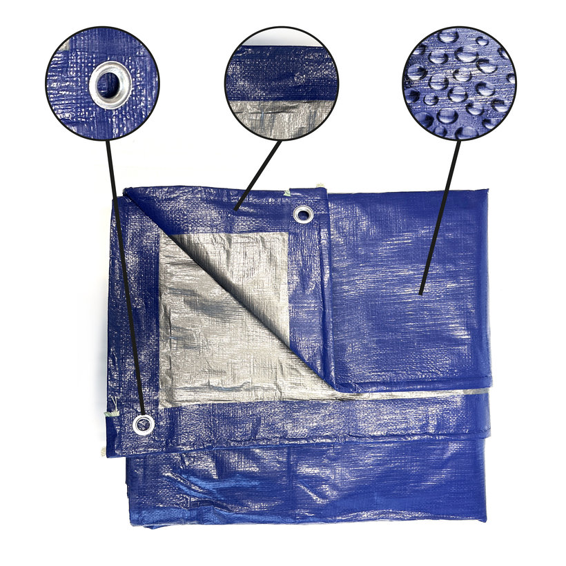 Takaróponyva 2x8m kék-ezüst 200g/m²