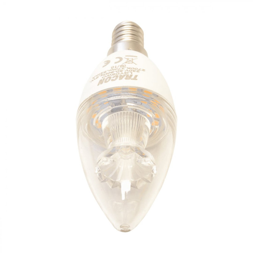 Fényerő-szabályozható gyertya burájú LED fényforrás E14 6W - semleges fehér