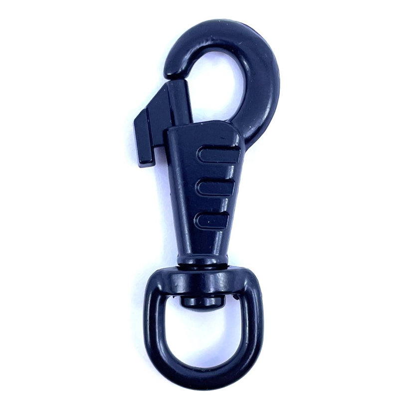 Forgó karabiner felülnyomással, fekete 50x10mm