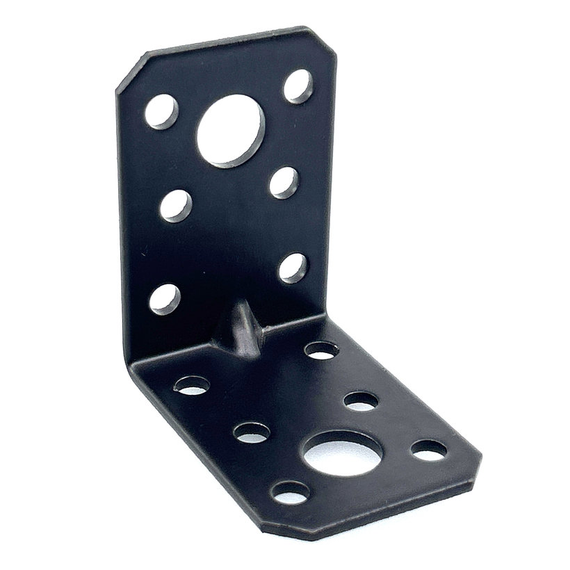 Erősített sarokösszekötő lemez formázással - fekete 10db 50x50x35x2mm