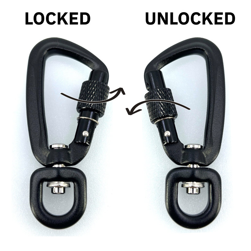 Alumínium karabiner csavarral 66 mm - fekete