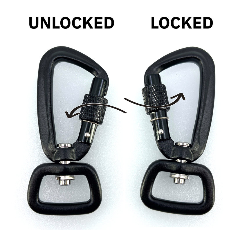 Alumínium karabiner csavarral 69 mm - fekete