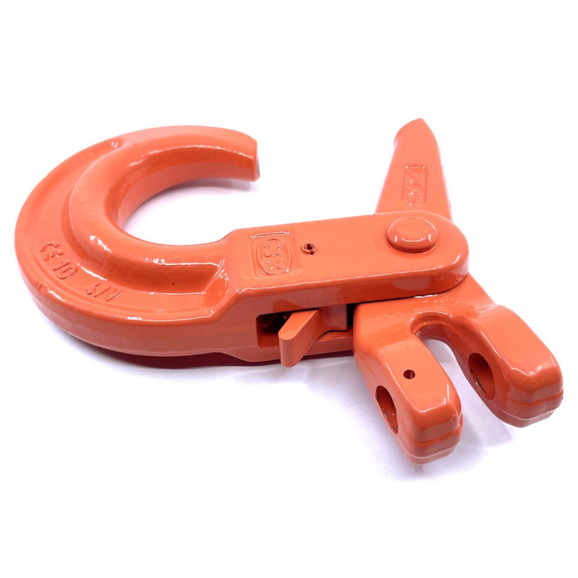 Önzáró kampó láncra, villával 100 o. narancssárga 16mm