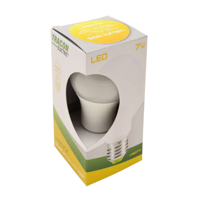 Gömb burájú LED fényforrás E27 7W - meleg fehér