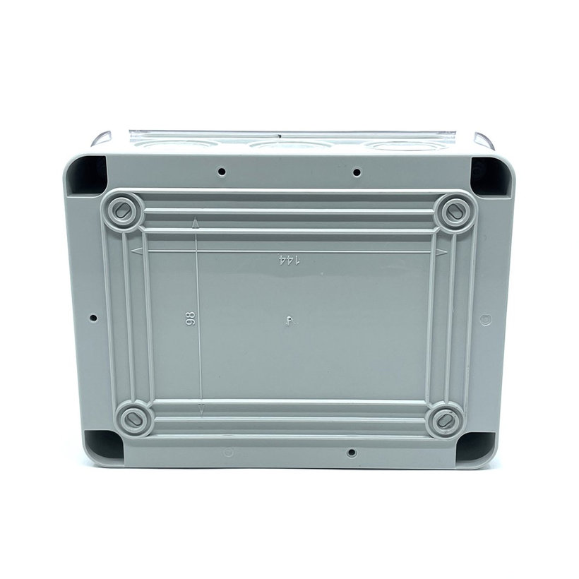 Elektronikai doboz, világos szürke, átlátszó fedéllel IP67 190x145x80mm