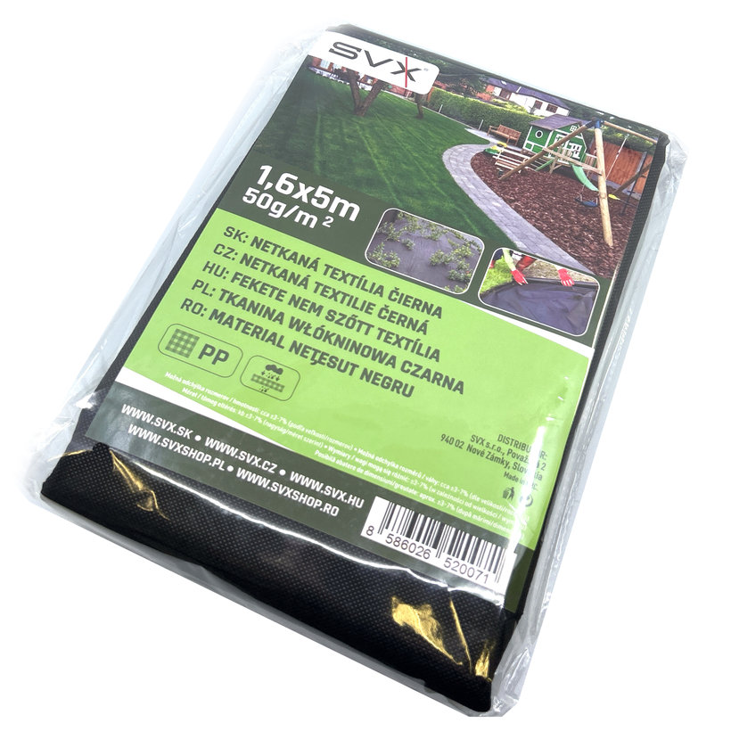 Fekete nem szőtt textília 1,6x5m 50g/m²