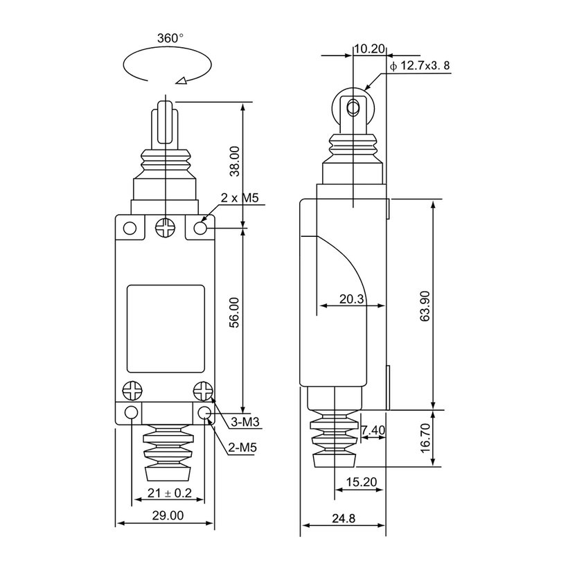 Helyzetkapcsoló, nyomógörgős