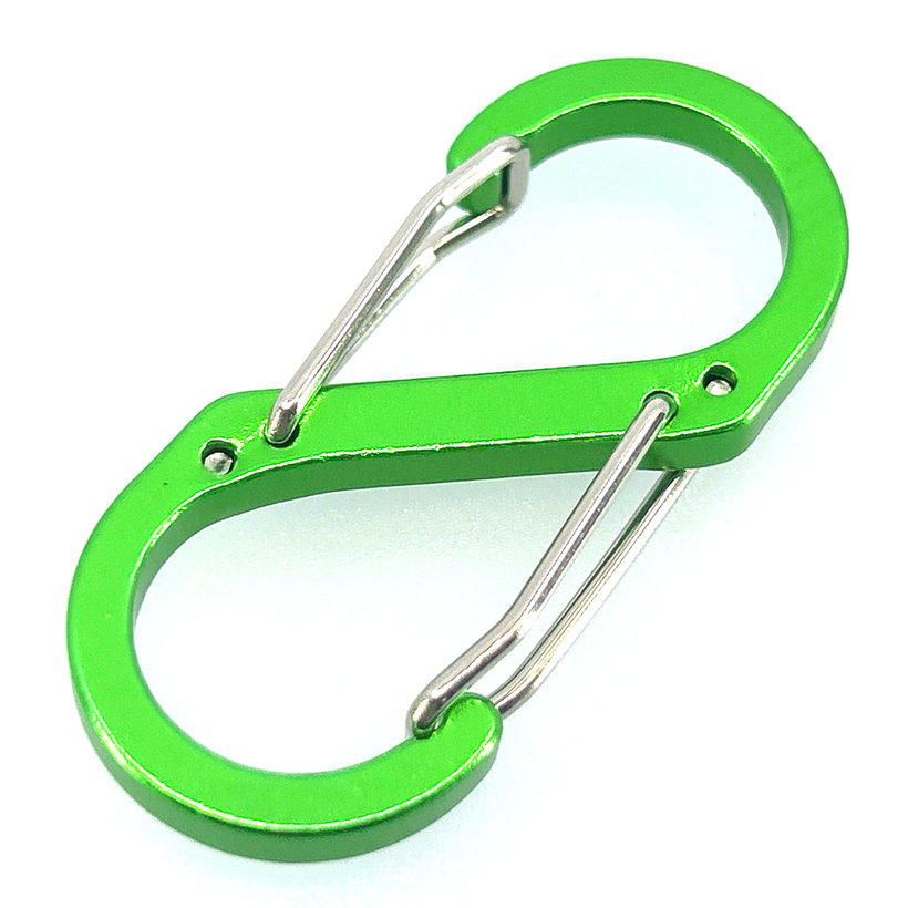 Dekoratív karabiner S-kampó alakú 50 mm - zöld