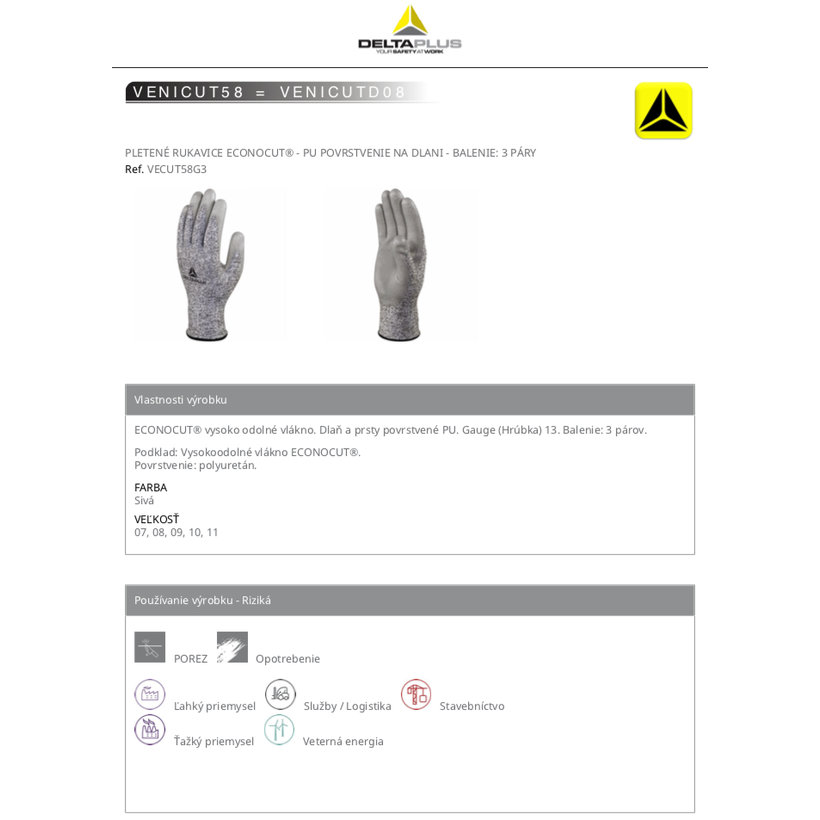 VENICUT58 munkakesztyű 08