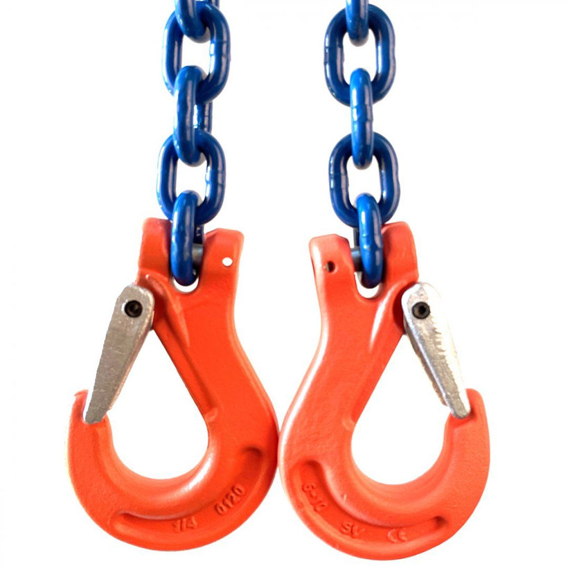 Láncos felfüggesztés szem-2 kampó 100 o. rövidítővel (1 m, 2000/1400 kg, 6 mm)