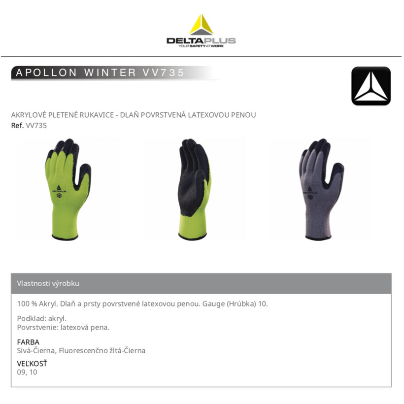 Hőszigetelő munkakesztyű APOLLON WINTER VV735 sárga 10