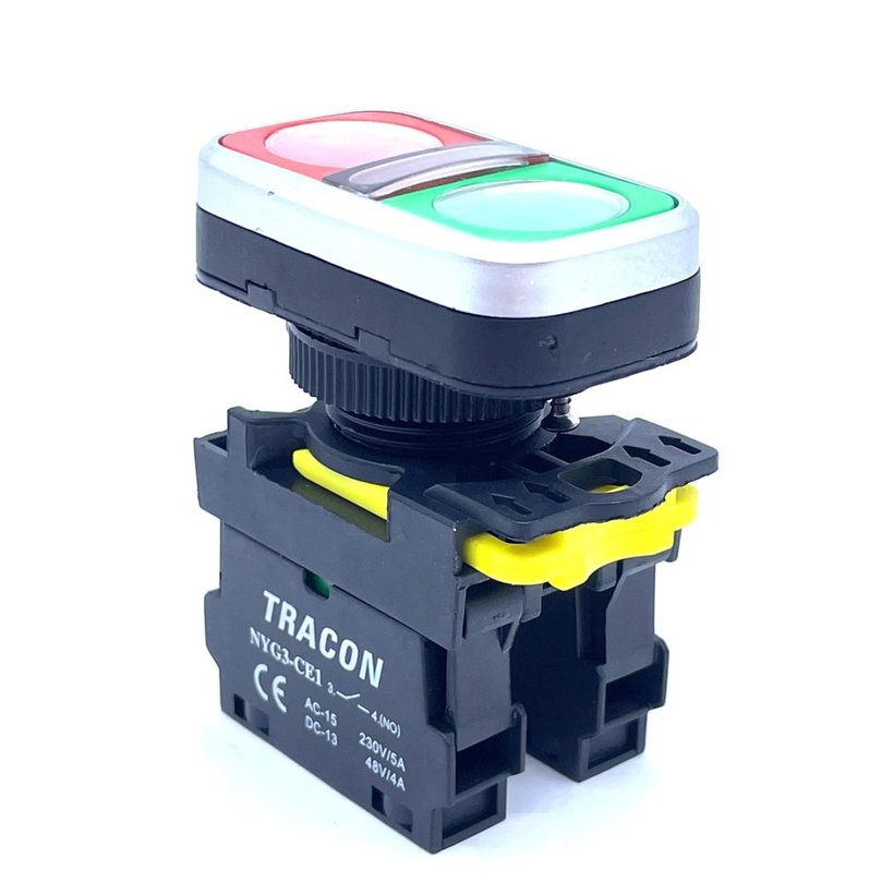 Kettős BE-KI nyomógomb, zöld+piros