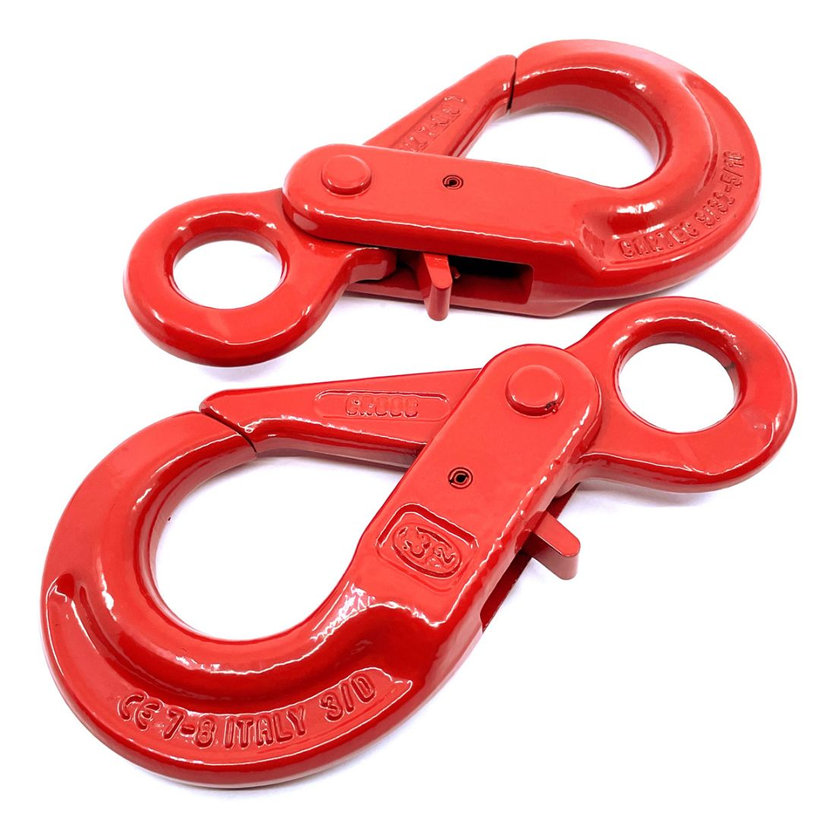 Önzáró kampó szemmel 80 o. piros 6mm