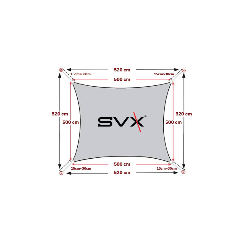 Árnyékvitorla vízálló piros 5x5 m