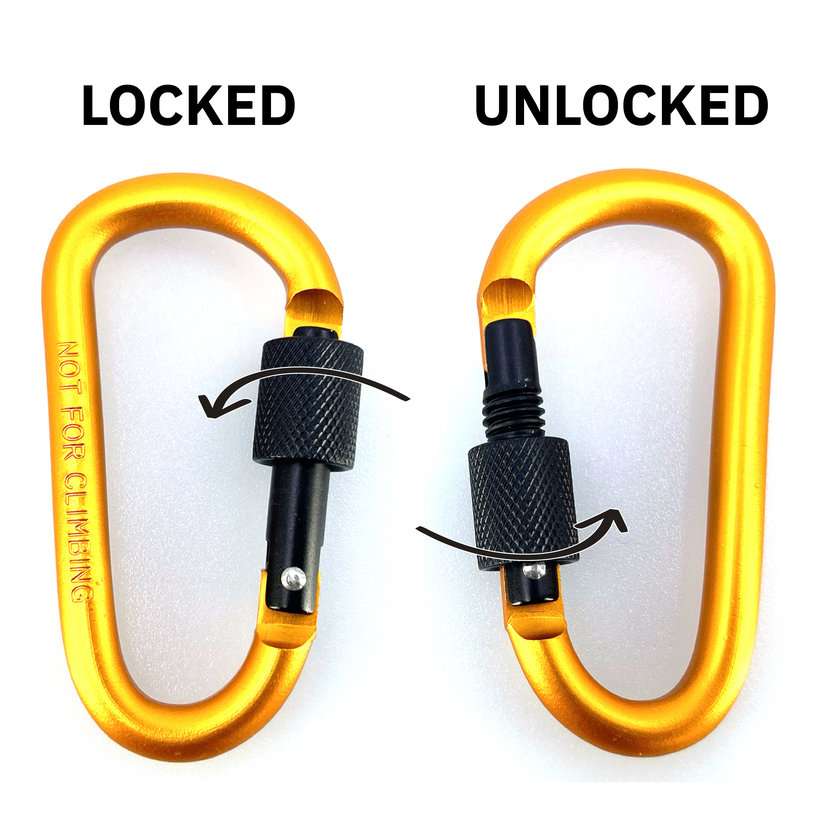 Alumínium karabiner biztosítékkal - sárga
