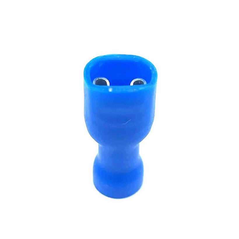 Teljes szigetelésű rátolható csatl. hüvely, sárgaréz, kék 2,5mm²