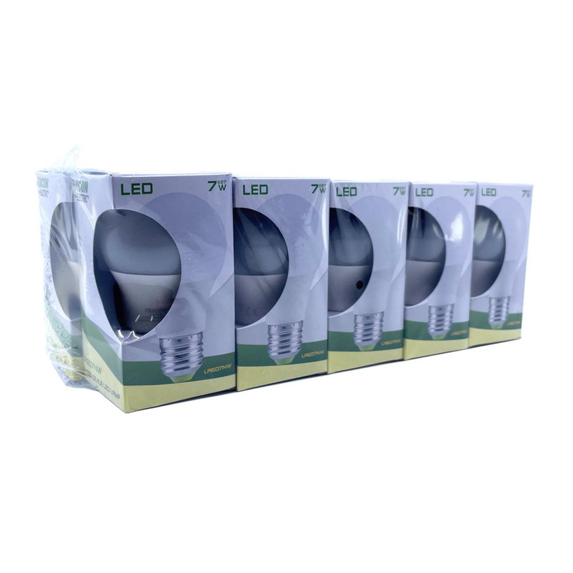 Gömb burájú LED fényforrás E27 7W - semleges fehér 10db csomag