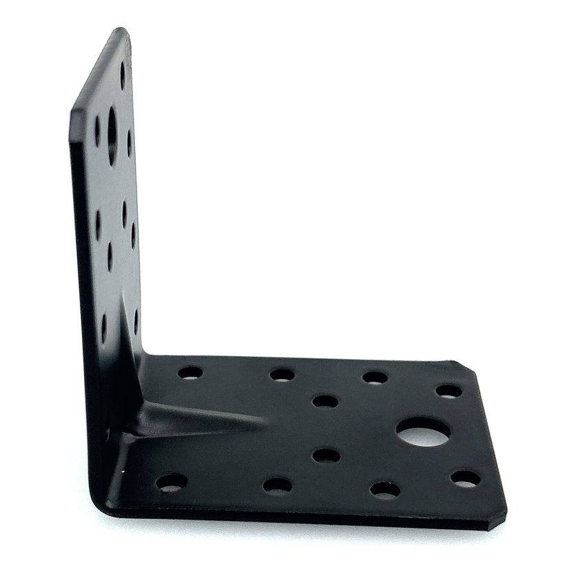 Erősített sarokösszekötő lemez formázással - fekete 10db 70x70x55x2,5mm