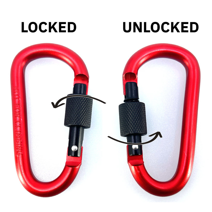 Alumínium karabiner biztosítékkal - piros