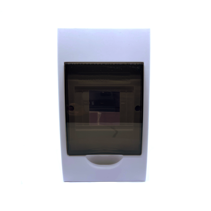 Falon kívüli elosztódoboz, füstszínű ajtóval, N/PE sínnel 110x200x70mm