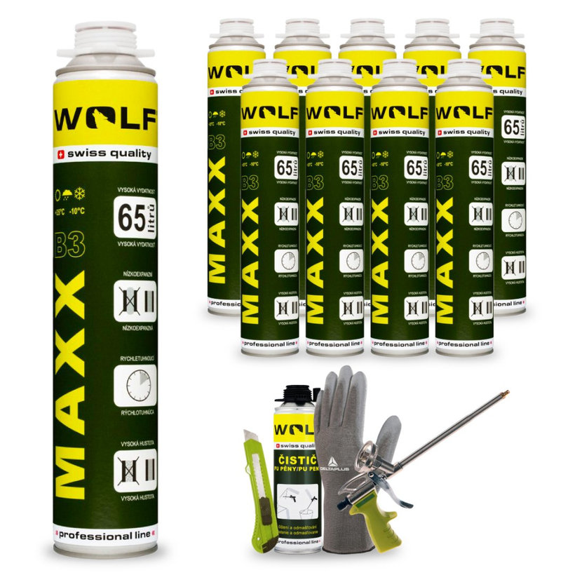 Szerelő (PUR) hab MAXX pisztolyos ALACSONY TÁGULÁSÚ - 10 ks MEGA PACK 850ml