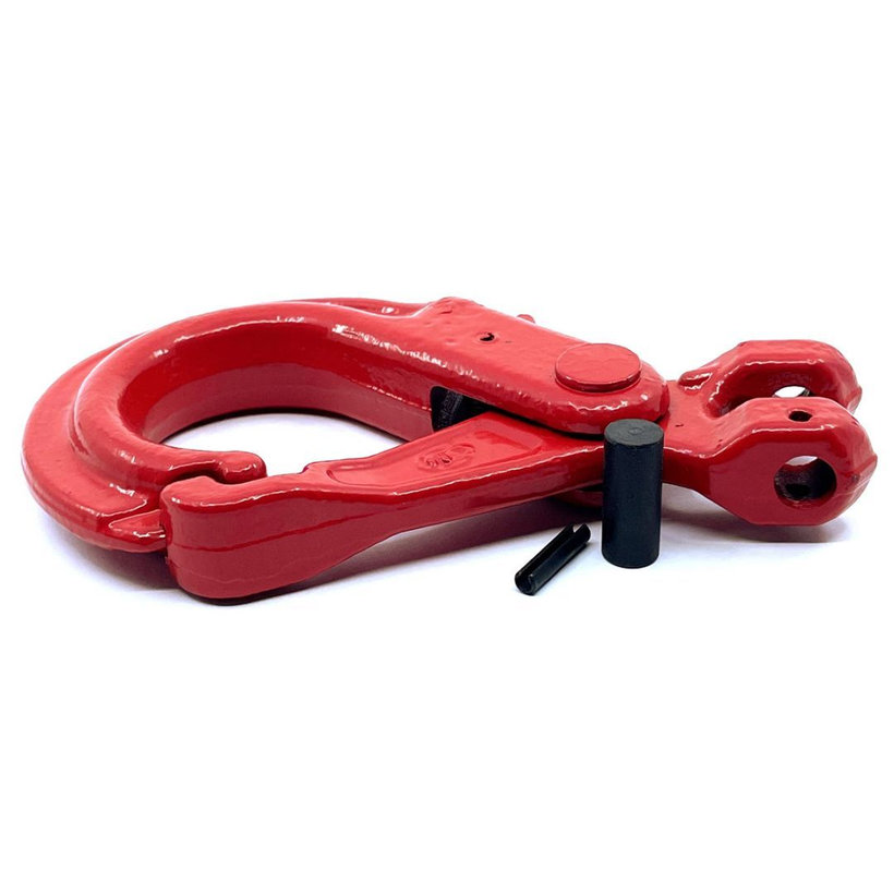 Önzáró kampó láncra, villával 80 o. piros 8mm