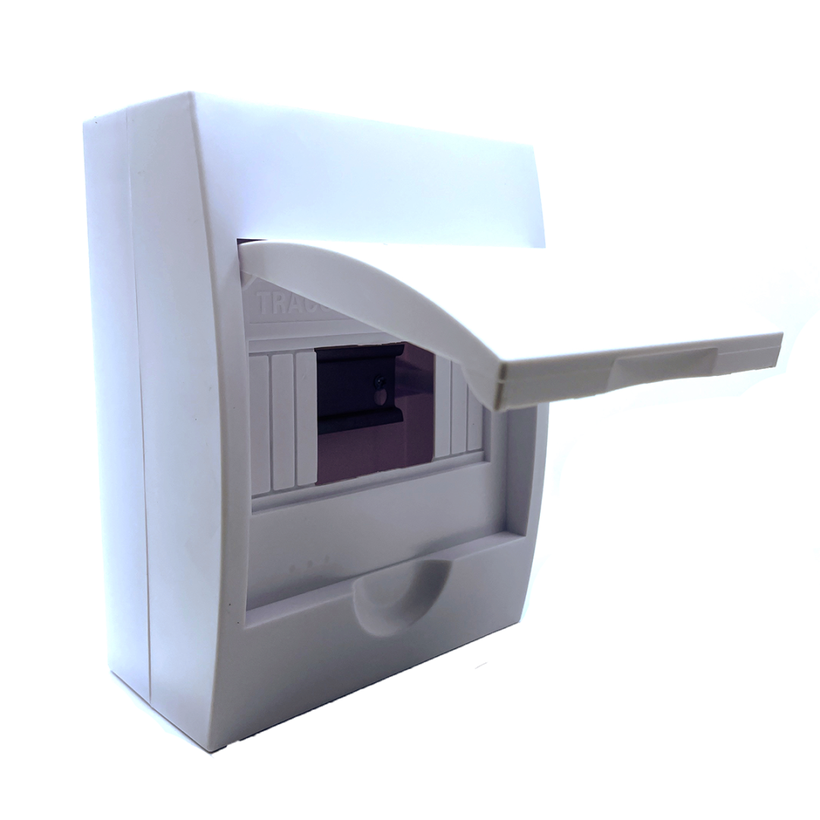 Falon kívüli elosztódoboz, fehér ajtóval, N/PE sínnel 150x205x75mm