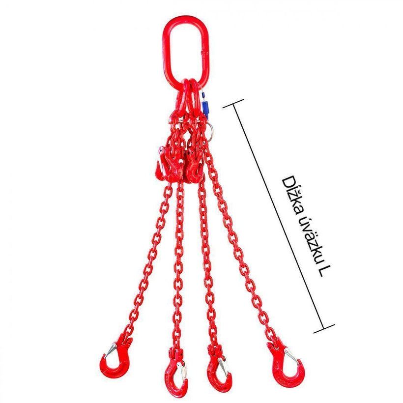 Láncos felfüggesztés szem-4 kampó 80 o. rövidítővel (1,5 m, 17000/11800 kg, 16 mm)