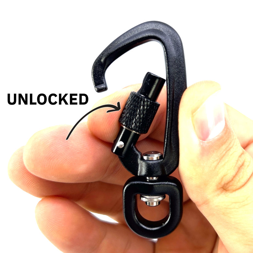 Alumínium karabiner csavarral 66 mm - fekete