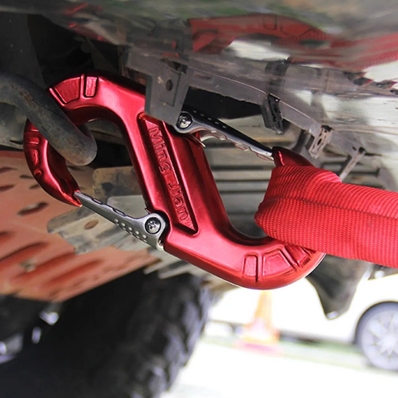 Alumínium kampó biztonsági zárral – piros