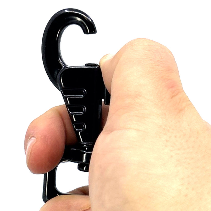 Forgó karabiner felülnyomással, fekete 80x25mm