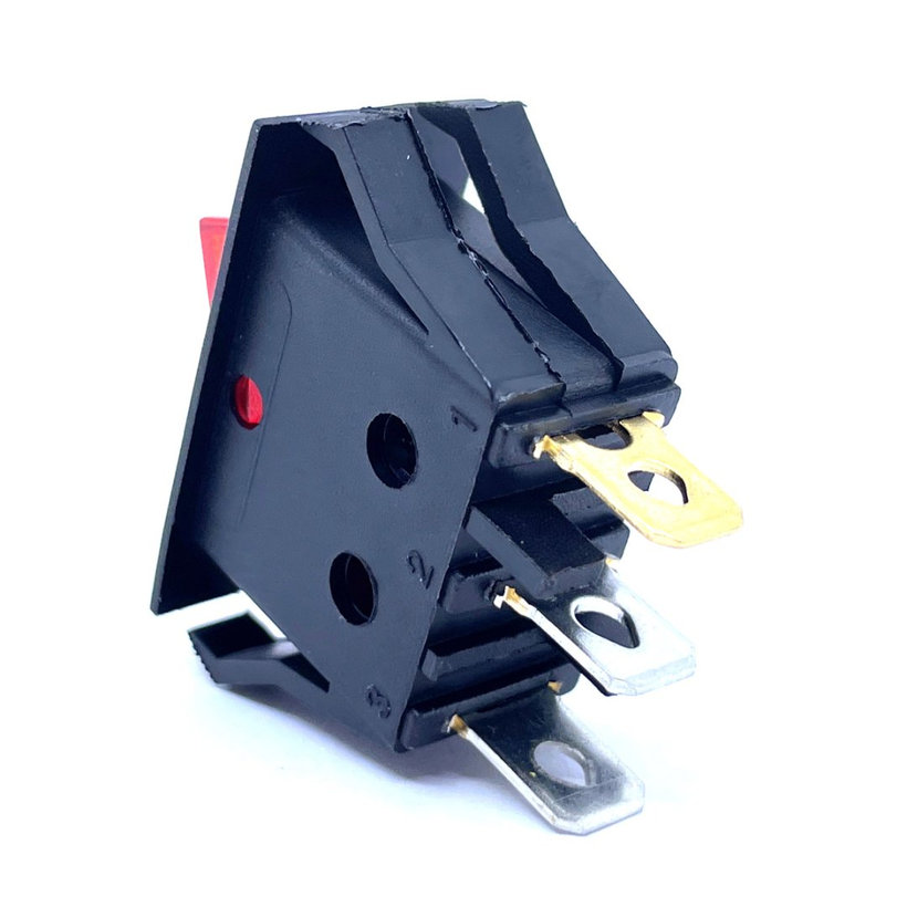 Készülékkapcs., BE-KI, piros háttérvilágítású, 16A, 250V