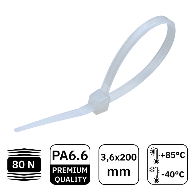 Kábelkötegelő fehér 3,6x200mm